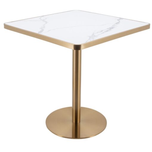 700mm Square Verona Marble Gold Trim Porcelain Table Top with Gold Circular Base
