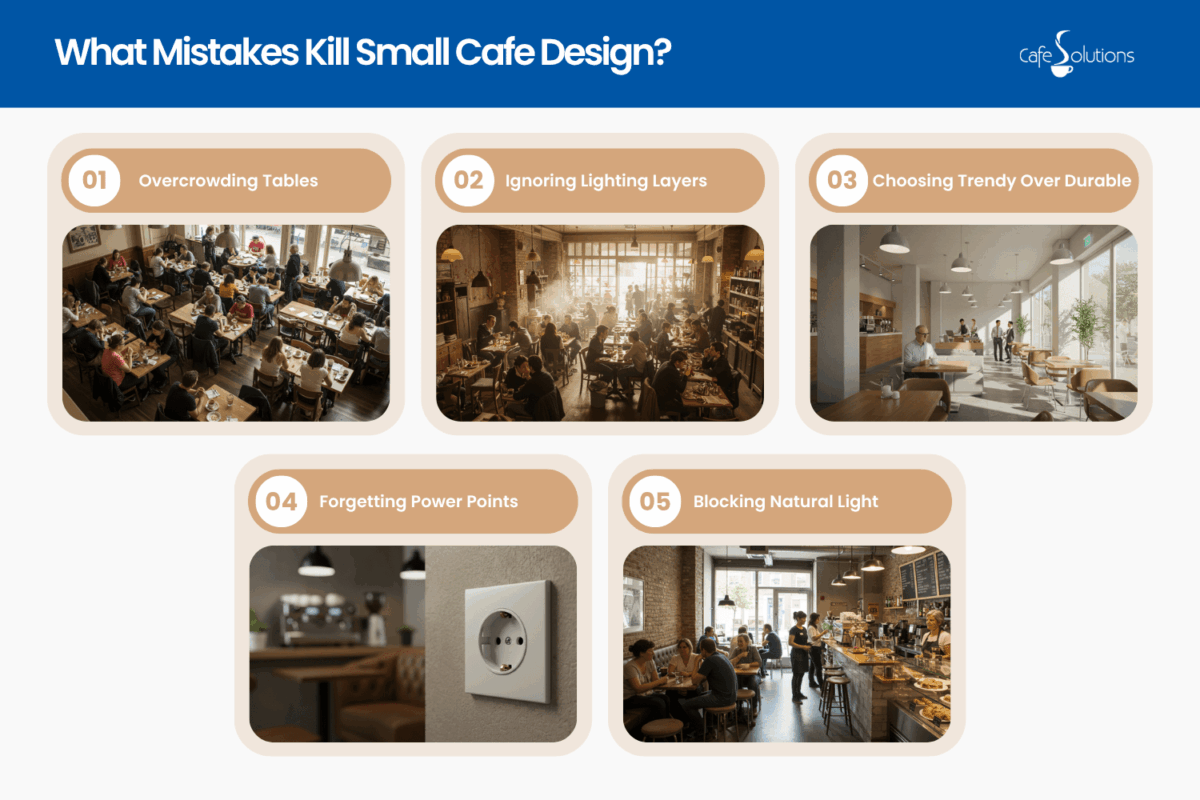what mistakes kill small cafe design trendy small cafe design