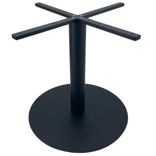 XL Circular Steel Dining Table in Matte Black with Round Pole