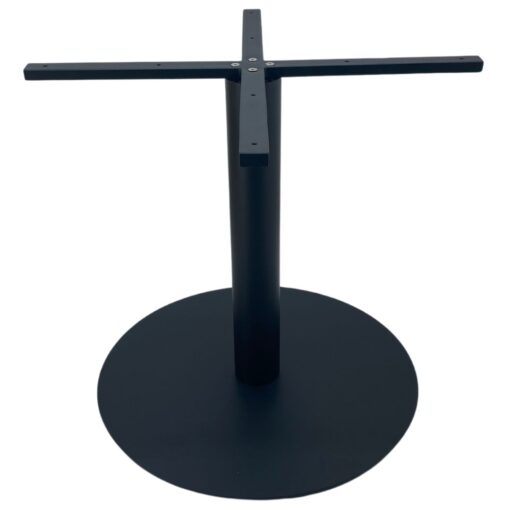 xl circular steel dining table in matte black with round pole